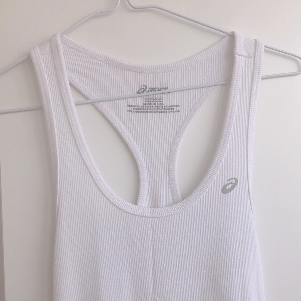 NWOT ASICS White Ribbed Fitted Racerback Tank, S - Picture 3 of 4